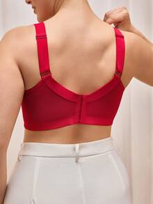 Bralution Plus Size Women Comfortable Underwire Lace Bra - Red - View 2