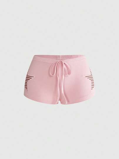 ROMWE Y2K Baddie Colorblock Star Striped Mini Elastic Low-Waist Shorts For Women, Spring/Summer