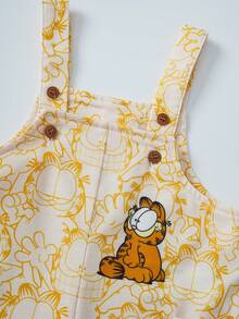 GARFIELD | SHEIN Baby Boy Cartoon Print Romper With Solid Color T-Shirt - Beige - View 5