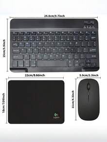 Teckwe 無線鍵盤與滑鼠套組，便攜式無線鍵盤 (150mAh)，相容於平板電腦 (第13代及以上)、Android 智慧型手機與 Windows 系統 (黑色)，鍵盤配對名稱 (Bluetooth Keyboard)，滑鼠配對名稱 (BT5.2 Mouse) - 查看 7