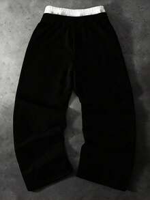 PAVTROS Young Men's Street Style Drawstring Waist Double-Headed Sweatpants - Black - View 2
