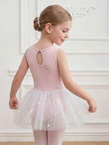 SHEIN Young Girls' Colorful Light Pink Ballet Dress,Gradient Leotard,High-Stretch Skin-Friendly Summer Performance,Yoga & Gymnastics Training Dress - Multicolor - View 2