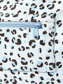 ROMWE Kawaii Bolsa de deporte y de viaje con estampado de leopardo azul - Azul - Ver 5