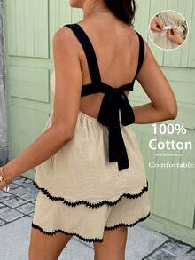 SHEIN Bộ 2 quần short bầu thêu họa tiết, cạp chun điều chỉnh được, kiểu dáng giản dị và đa năng. - Nhiều màu - Xem 1