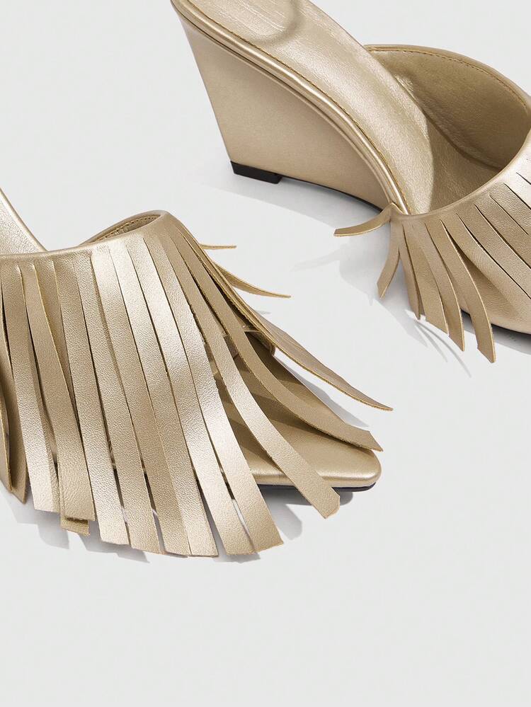 CUCCOO SZL Women's Elegant Fashion High Heel Sandals With Tassel And Buckle Design Spring Shoes Summer Shoes