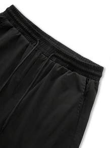 PAVTROS Men Flap Pocket Side Drawstring Waist Oversize Cargo Pants, Fall - Black - View 6
