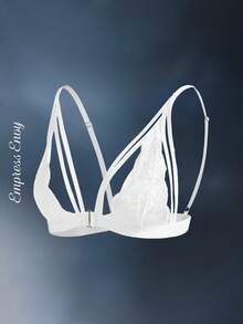 SHEIN 女士前扣蕾丝镂空罩杯性感内衣文胸 - 白色 - 查看 5