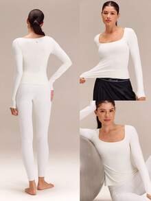 GLOWMODE FeatherFit™ Square-Neck Long Sleeve Tee Valentine's Day - Creamy White - View 10