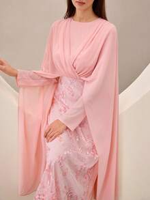 Graceveil Đầm dài thanh lịch bằng chiffon và lưới thêu dành cho nữ, màu hồng. - Hồng - Xem 7