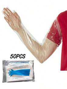 SHEIN 50 件长款兽用产科手套 - 一次性剖腹产手套，适用于牲畜、农场动物分娩、人工授精、狩猎、野外手术和马匹繁殖 | 户外兽医使用的腹部检查手术手套 - 彩色 - 查看 10