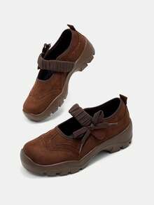 Bholvia Giày nữ đế dày kiểu dáng casual mới mùa xuân với khóa dán - màu nâu - Xem 8