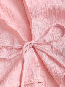 Sweetra Women's Elegant Sweet Tie-Waist Asymmetric Ruffle Hem Dress - Pink - View 4