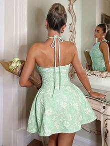 Glamine Charm French Elegant Minimalist Mint Green Woven Sleeveless Dress With Ruched Sides, Suitable For Banquets Wedding Party And Tea Parties Summer - Mint Green - View 2