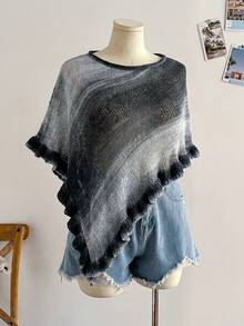 Soleia Chal de mujer talla grande en degradado de rosa, apto para todas las estaciones - Negro - Ver 4