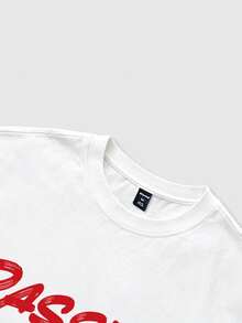 ROMWE MEN Goth Camiseta de manga corta con estampado de manga de murciélago para hombres, adecuada para primavera y verano - Blanco - Ver 3