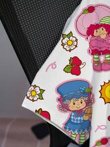 Strawberry Shortcake X SHEIN Plus Size Cartoon Character & Strawberry Print Casual Round Neck Short Sleeve T-Shirt - White - View 5
