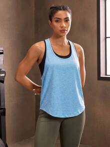 Powerista Áo tank top dáng rộng kiểu racerback - Màu xanh lam - Xem 4
