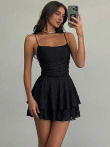 Aloruh Women's Sexy Solid Color Backless Camisole Romper For Summer - Black - View 6