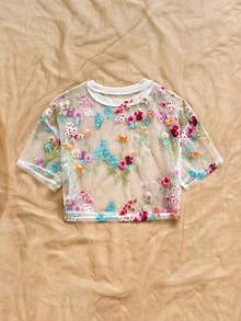 Soleia Summer Vacation Women Floral Embroidery Fashion Women Top - Multicolor - View 2