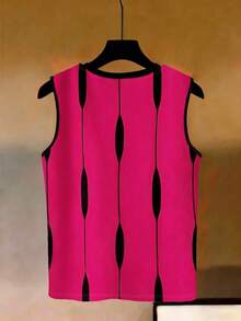 EMERY ROSE Plus Size Contrast Stripe Sleeveless Tank Top For Women - Multicolor - View 2