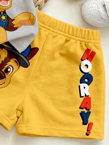 SHEIN | PAW Patrol 2pcs/Set Baby Boys' Casual Cartoon Character Graphic Print Loose Fit Round Neck Short Sleeve T-Shirt And Shorts Set, Classic Colorblock, Suitable For Spring & Summer - Multicolor - View 4