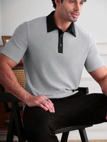 Core Aspect Áo Polo nam thanh lịch, sang trọng, phù hợp cho cuộc sống thường ngày, công sở và đi làm. - Đen và trắng - Xem 4