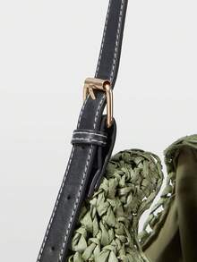MOTF 女士手提包，精致时尚假日编织单肩包 - 軍綠色 - 查看 6