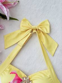 SHEIN Áo ba lỗ và áo hai dây cho bé gái tuổi teen - Màu vàng - Xem 4