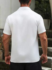 VENTUSAIL Chemise à manches courtes à simple boutonnage avec imprimé géométrique pour homme - Blanc - Voir 2