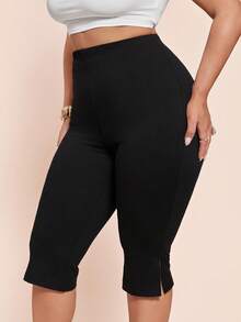 SHEIN BAE Quần legging bầu cỡ lớn, màu trơn, tối giản, phong cách thường ngày. - màu đen - Xem 7