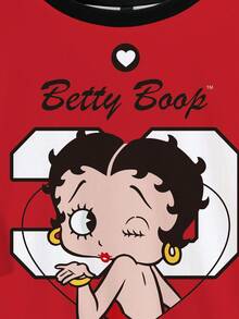 Betty Boop x SHEIN Áo thun nam tay ngắn cổ tròn in chữ, kiểu dáng thường ngày. - trắng - Xem 3