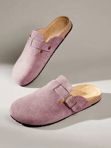 Solecia Women's New One-Pedal Half-Pack Slippers Imitation Suede Material Is Comfortable And Versatile - Purple - View 6