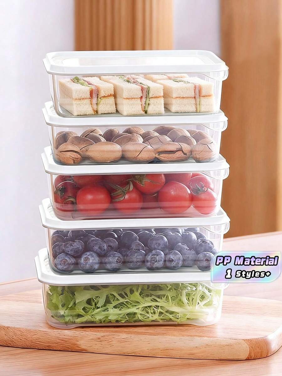4pcs/8PCS Stackable Refrigerator Storage Containers With Lids, For Meat, Fruits & Vegetables - Essential Kitchen Food Storage Containers With Lids, Refrigerator Accessories - transparent color - View 1