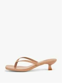 Alvarani Neue Sommer Damen Pantoletten Einfarbig, elegante Urlaubsschuhe, lässige Strandhohe Absatz Sandalen, modische leicht anzuziehende Absätze für Kleider - Aprikosenfarben - Übersicht 8