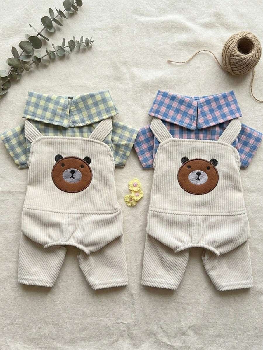 PETSIN 1 bộ quần áo thú cưng mùa xuân thu mới cho chó nhỏ và vừa, bộ đồ họa tiết gấu dễ thương cho chó Teddy Pomeranian. - Nhiều màu - Xem 1