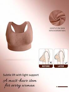 SHEIN 1 chiếc áo ngực thể thao không đường may dành cho nữ, cỡ lớn, thích hợp mặc ngoài. - Màu nâu  Mocha - Xem 6