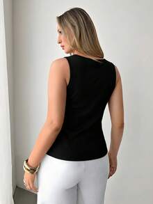 Auralis Damen Große Größen Spitze Patchwork Lässig Vielseitig Alltags Top - Schwarz - Übersicht 3