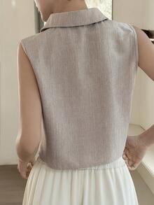 DAZY Áo khoác vest nữ thời trang, đa năng, tối giản, cài nút, nhẹ, phù hợp mặc hàng ngày. - Màu Khaki - Xem 2