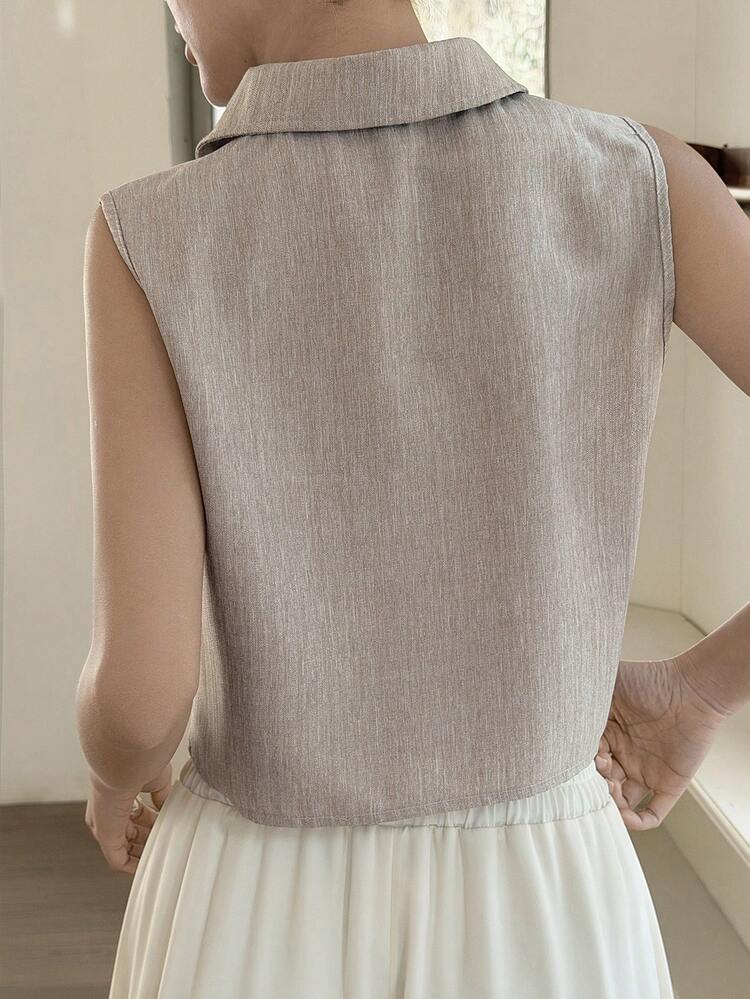 Women's Fashionable Versatile Button Minimalist Vest Lightweight Jacket, Suitable For Spring And Summer Casual Wear