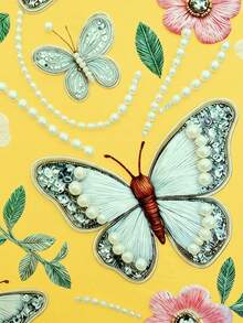 Franclia Plus Size Women Versatile Butterfly & Flower Short Sleeve Casual T-Shirt - Yellow - View 6
