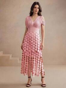 Anewsta Đầm hè dài tay thanh lịch mới dành cho nữ, có tua rua, thích hợp cho kỳ nghỉ xuân/hè. - Hồng - Xem 6