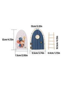 MINKOJA 1Pc Miniature Wooden Door, Ladder, Nordic Style Miniature Wooden Door, Suitable For Miniature Scene Decoration - Multicolor - View 4