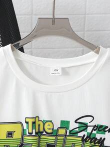 2pcs/Set Boys' Racing Car Print Short Sleeve T-Shirt And Shorts,Back-To-School Streetwear School Outfit For Summer,Dark Green Casual Summer Fashion - Green - View 6