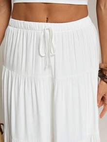 SHEIN Tall 2pcs Women Plain Cropped Tank Top And Long Skirt Set - White - View 6