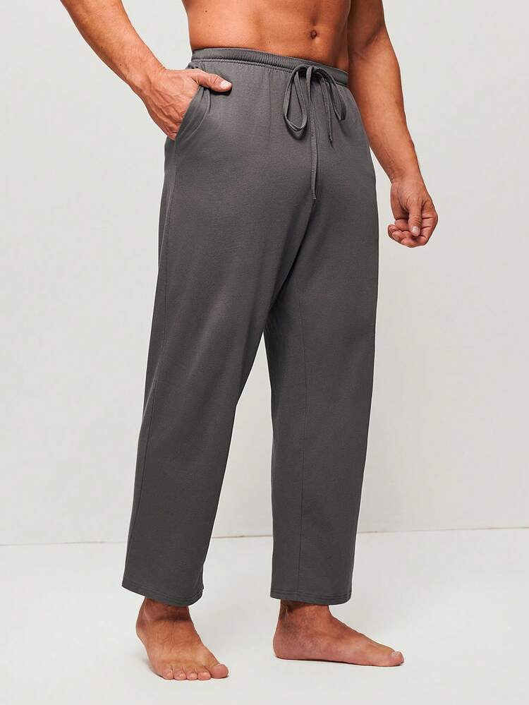 Pantalones de pijama de algodón puro 100% suave y básico de color gris para hombres de talla grande, para primavera y verano, pantalones de salón, lencería como ropa exterior, pantalones de pijama transpirables, pijamas de otoño
