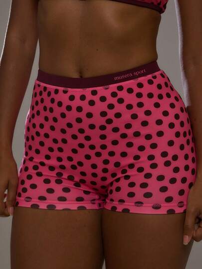 Musera Sport Contrast Polka Dot Print Active Shorts Sports Workout Gym Girly Pilates Fitness Daily Casual Cherry On Top
