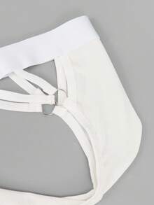 SHEIN DrisQ Ropa interior decorativa con círculo hueco sexy para hombres, adecuada para citas - Blanco - View 4