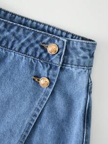 GlowEve Váy ngắn denim cài nút đa năng thời trang dành cho nữ - Rửa trung bình - Xem 7