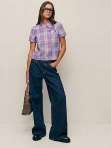 Nöista This Girly Top Features A Stand-Up Collar With Chinese-Inspired Elements.Three Buttons Add An Oriental Touch.The Short-Sleeved, Straight Fit. - Mauve Purple - View 6