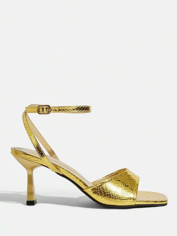CUCCOO TILAWA Fashion Square Toe Simple Word With High Heels Women's Sandals